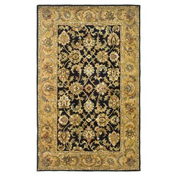 Handmade Classic Black/ Gold Wool Rug (5' x 8')