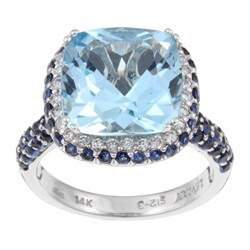Encore by Le Vian 14k Gold Blue Topaz/ Sapphire/ 1/3ct TDW Diamond Ring (Size 7)