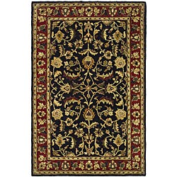 Handmade Heritage Heirloom Black/ Red Wool Rug (4' x 6')
