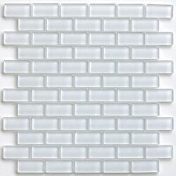 SomerTile 12x12-in Reflections Subway 1x2-in Ice White Glass Mosaic Tile (Pack of 10)