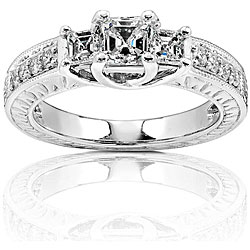 14k Gold 1ct TDW Asscher-cut 3-stone Diamond Ring (H-I, SI-I1-I2)