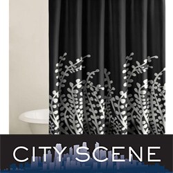 City Scene Branches Black Shower Curtain
