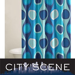 City Scene Retro Radar Blue Shower Curtain