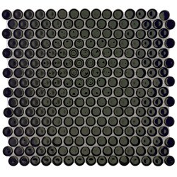 SomerTile 12.25x12-in Penny 3/4-in Black Porcelain Mosaic Tile (Pack of 10)