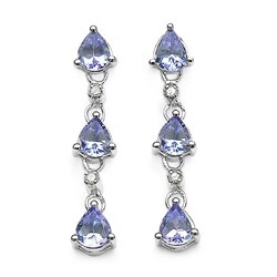 10k White Gold Tanzanite and Diamond Drop Earrings