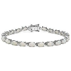 Sterling Silver Opal Ovals Bracelet