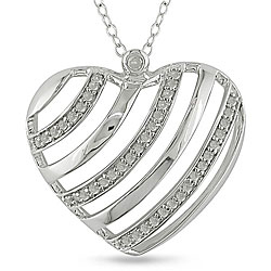 Silver 1/4ct TDW Diamond Heart Necklace (I-J, I3)