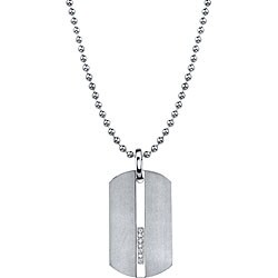 Men's Tungsten/ Stainless Steel 1/10ct TDW Diamond Dog Tag Necklace