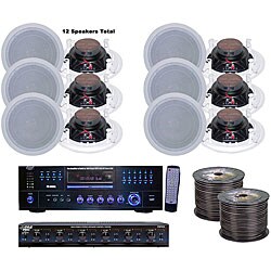 Pyle 6-room Home In-ceiling Speakers and Amp System