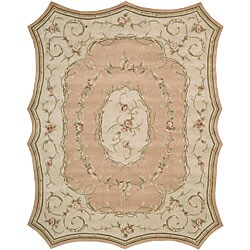 HSN Scallop Pink Wool Rug (7'3 x 9'3)