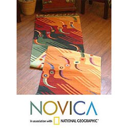 Peruvian 'Toucan Tango' Wool Rug (2' x 10')