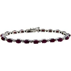 Sterling Silver Ruby and Diamond Accent Bracelet