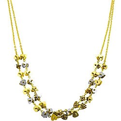 14k Two-tone Gold Double-strand Swirl Heart Necklace