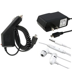 Eforcity White Headset/ AC Home/ Car Chargers for LG vx8560 / vx9700