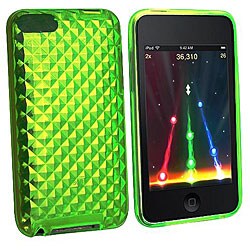 Eforcity Clear Green Diamond TPU Rubber Case for iPod Touch Gen 2/3