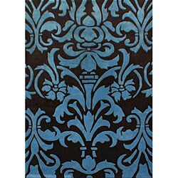 Hand-tufted Alexa Pino Collection Floral Brown Rug (5' x 8')