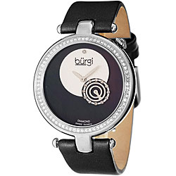 Burgi Women's Diamond Round Black Watch