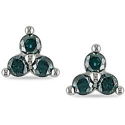 10k White Gold 1/2ct TDW Blue Diamond Stud Earrings (I2-I3)