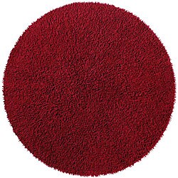 Hand-woven Burgundy Chenille Shag Rug (5' Round)