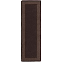 Hand-tufted Chocolate Border Wool Rug (2'5 x 12')