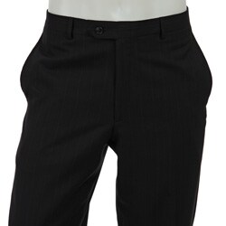 Palm Beach Men's Flat Front Navy Stripe Wool Dress Trousers