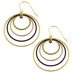 14k Multicolor Gold Circle Drop Earrings
