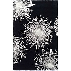 Handmade Soho Burst Black New Zealand Wool Rug (3'6 x 5'6)