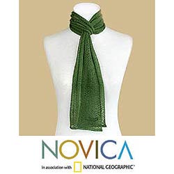 'Winter Forest' Genuine Alpaca Wool Scarf (Peru)