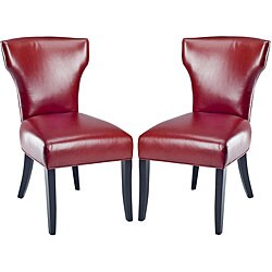 Matty Top-grain Red Leather Side Chairs (Set of 2).