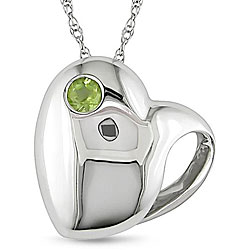 10k White Gold Peridot Heart Necklace