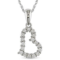 10k White Gold 1/5ct TDW Diamond Heart Necklace (H-I, I2-I3)