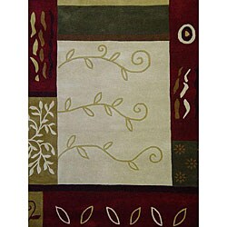 Hand-tufted Elegant Maroon New Zealand Wool Rug (4' x 6')