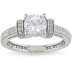 10k Gold Created White Sapphire and 1/2ct TDW Diamond Ring (H-I, I2-I3)