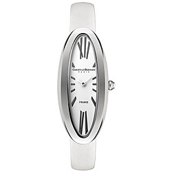 Christian Bernard Women's Stainless Steel White Satin Strap Watch 