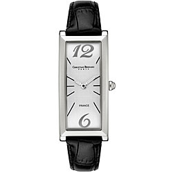 Christian Bernard Women's Black Leather Strap Stainless Steel Watch 