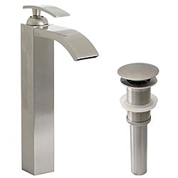Geyser Egyptian Style Brushed Nickel Bathroom Vessel Faucet with Pop-up Drain