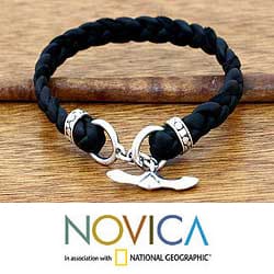 Braided Leather 'Time' Men's Bracelet (Indonesia)