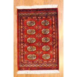 Pakistani Hand-knotted Red Pak Bokhara Wool Rug (2' x 3')