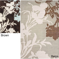Handmade Alexa Pino Emblem Floral Rug (7'6 x 9'6)