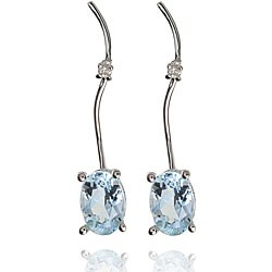 14k White Gold Aquamarine and Diamond Accent Earrings