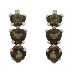 10k White Gold Green Topaz 3-stone Earrings