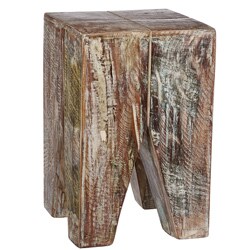 Stripped Wood Geometric Table (India)