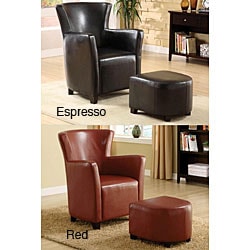 Single-seat Bi-cast Leather Chair and Ottoman Set.