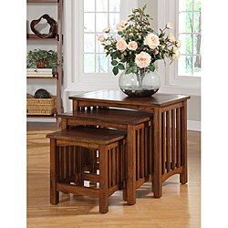 Oak Finish 'Lola' Nesting End Tables (Set of 3)