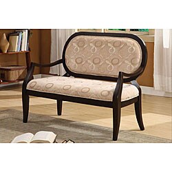 Hand-carved Expresso Finish Arm Love Seat/ Bench