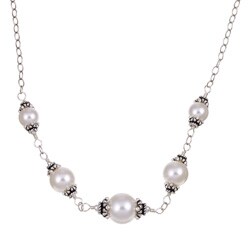 Charming Life Silver White Crystallized Pearl Necklace (12 mm)
