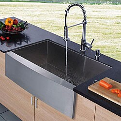 Vigo Farmhouse Stainless Steel Kitchen Sink Dispenser and Faucet