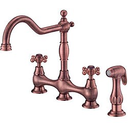 Danze Opulence Double-handle Antique Copper Bridge Faucet with Spray