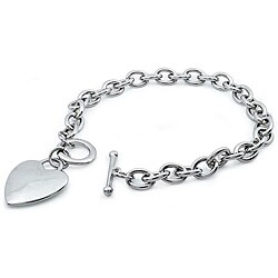 Silverplated Stainless Steel Heart Charm Bracelet