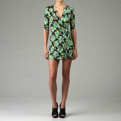 Pink Polka Dot Women's 1/2-sleeve Wrap Dress.